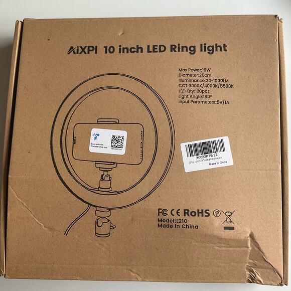 Dimmable Desk Makeup LED Ring Light 10" with Tripod Stand & Phone Holder, white - Picture 11 of 11